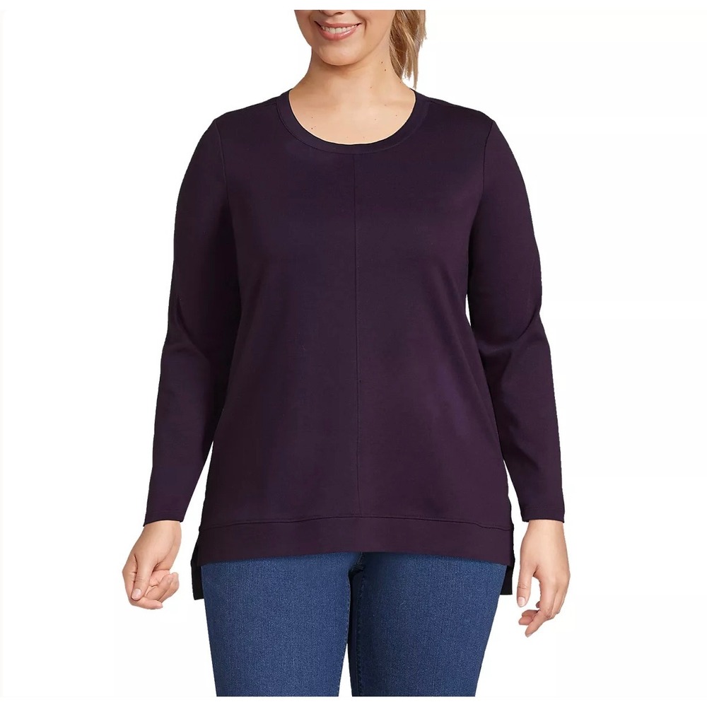 Women's Plus Size 3X Cotton Polyester Long Sleeve‎ Open Crew Neck Tunic